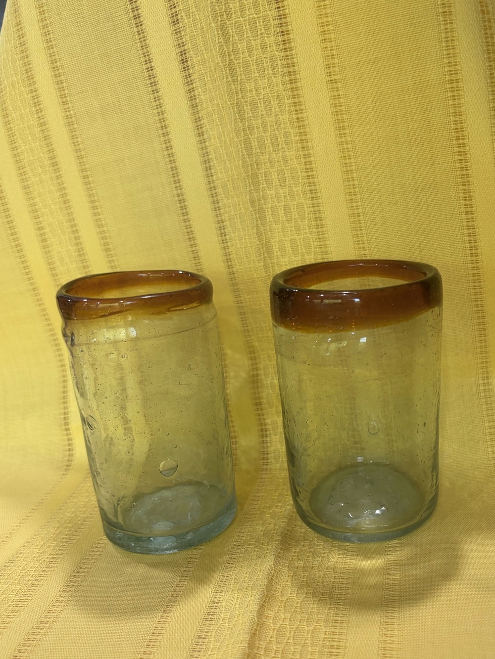 Artisan Amber Rim Clear Glass Tumbler Pair